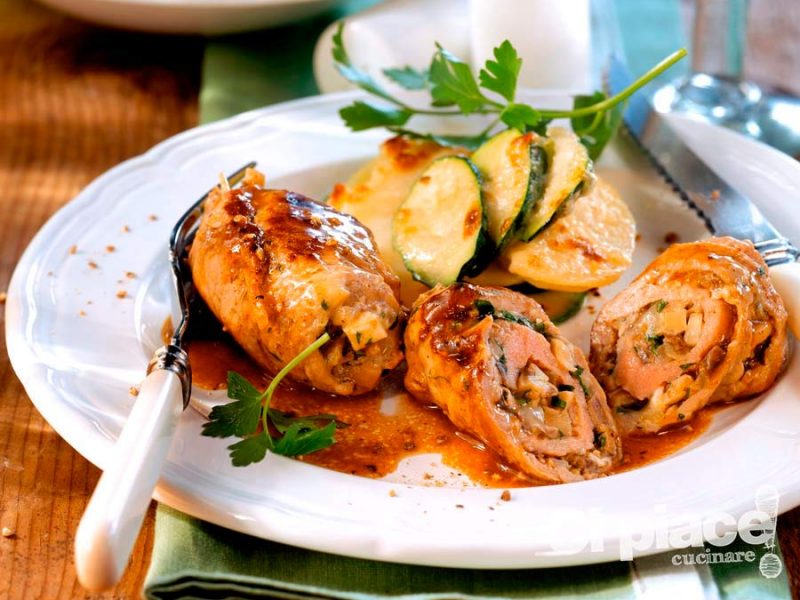 Involtini di vitello con zucchine e patate