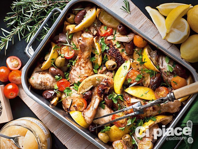 Pollo al limone e olive