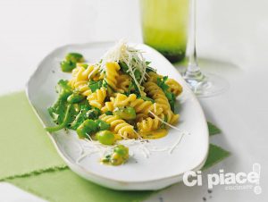 Fusilli-con-fave-rucola-e-zafferano