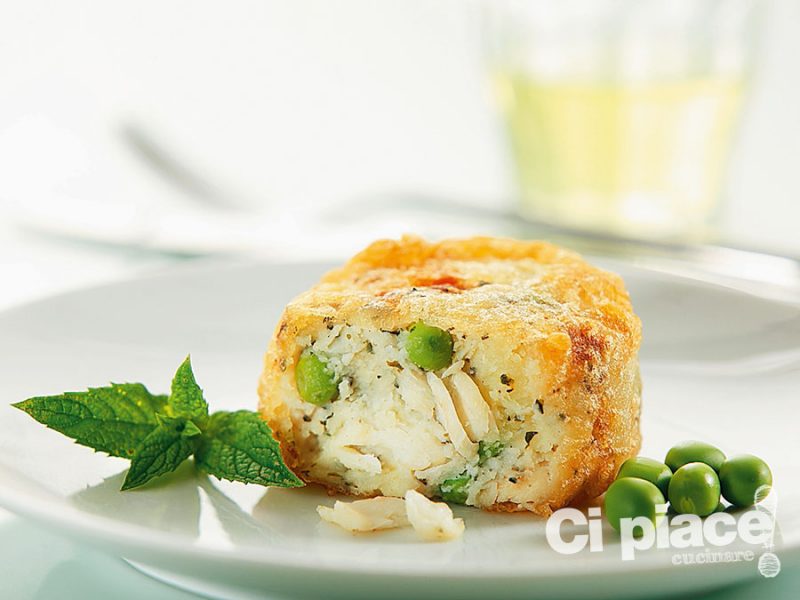 Crocchette di merluzzo con menta e piselli