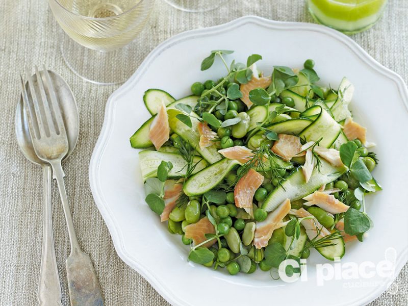Insalata di verdure con salmone