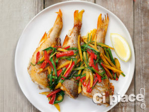 grigliata-di-pesce-con-verdure,muggine-e-bottarga