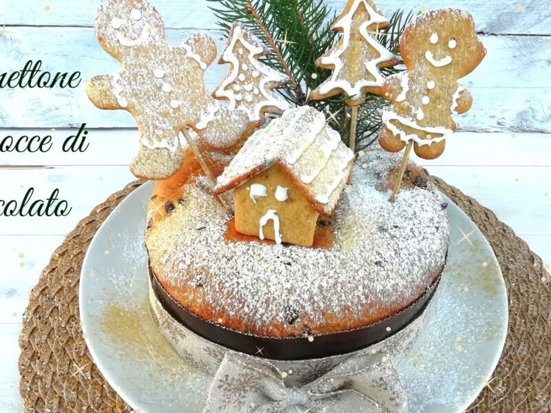 Panettone con gocce di cioccolato e biscotti gingerbread(impasto unico)