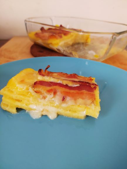 Lasagne di polenta con zola e bacon