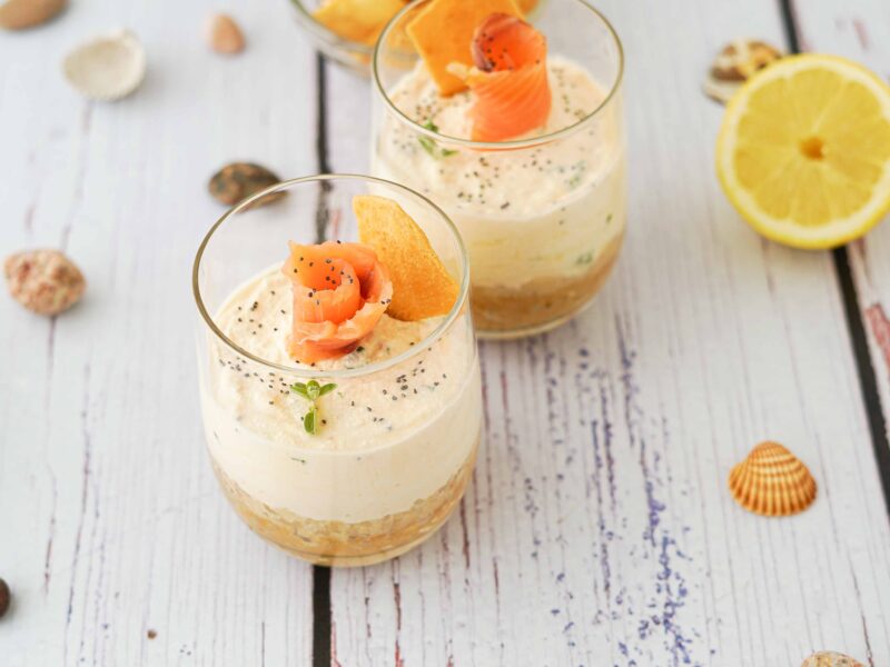 Cheesecake di guttiau al salmone