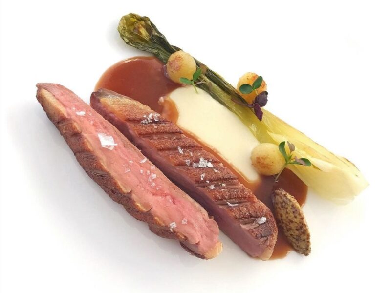 Anatra all’arancia con asparagi alla vaniglia e Crema di patate